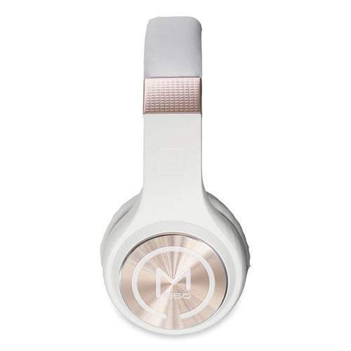 Serenity Stereo Wireless Headphones With Microphone, 3 Ft Cord, White-rose Gold
