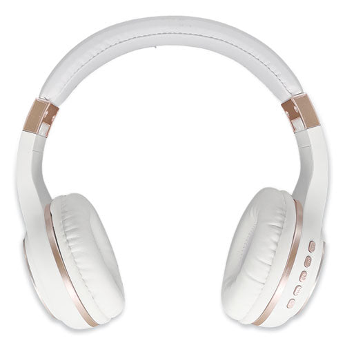 Serenity Stereo Wireless Headphones With Microphone, 3 Ft Cord, White-rose Gold
