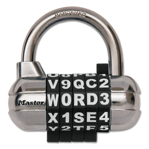 Password Plus Combination Lock, Hardened Steel Shackle, 2 1-2" Wide, Silver