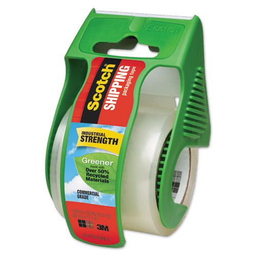 Greener Commercial Grade Packaging Tape With Dispenser, 1.5" Core, 1.88" X 58.33 Ft, Clear