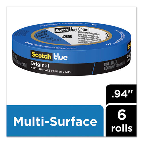 Original Multi-surface Painter's Tape, 3" Core, 0.94" X 60 Yds, Blue, 6-pack