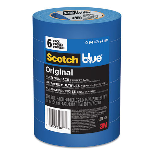 Original Multi-surface Painter's Tape, 3" Core, 0.94" X 60 Yds, Blue, 6-pack