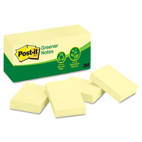 Recycled Note Pads, 1 1-2 X 2, Canary Yellow, 100-sheet, 12-pack