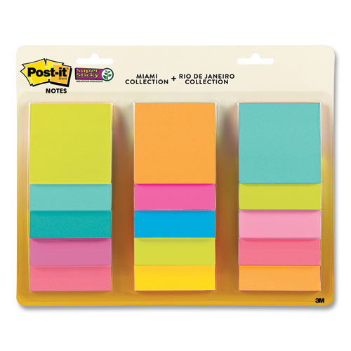 Pad Collection Assortment Pack, Miami Collection And Rio De Janeiro Collection, 3 X 3, 45 Sheets-pad, 15 Pads-pack