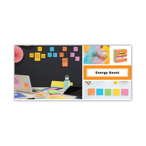 Pads In Energy Boost Collection Colors, Note Ruled, 4" X 6", 45 Sheets-pad, 24 Pads-pack
