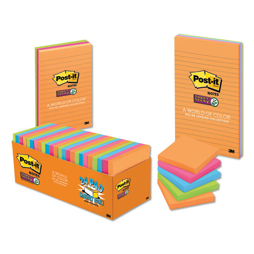 Pads In Energy Boost Collection Colors, Note Ruled, 4" X 6", 45 Sheets-pad, 24 Pads-pack