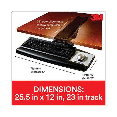 Sit-stand Easy Adjust Keyboard Tray, Standard Platform, 25.5w X 12d, Black