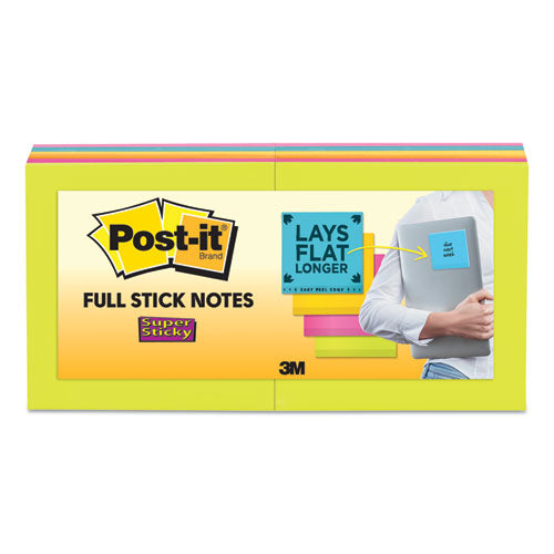 Full Stick Notes, 3 X 3, Assorted Rio De Janeiro Colors, 25 Sheets-pad, 12-pack