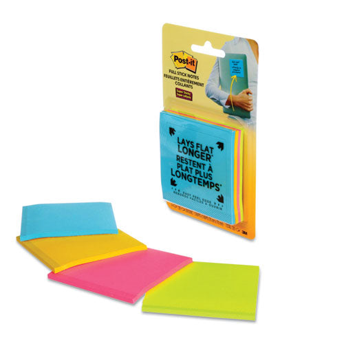 Full Stick Notes, 3 X 3, Assorted Rio De Janeiro Colors, 25 Sheets-pad, 4-pack