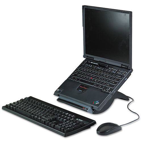 Vertical Notebook Computer Riser With Cable Management, 9" X 12" X 6.5" To 9.5", Black-charcoal Gray, Supports 20 Lbs