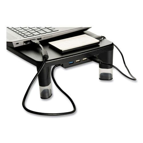 Monitor Stand Ms100b, 21.6 X 9.4 X 2.7 To 3.9, Black-clear, Supports 33 Lb