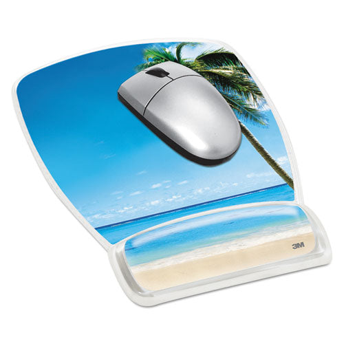 Fun Design Clear Gel Mouse Pad Wrist Rest, 6 4-5 X 8 3-5 X 3-4, Beach Design