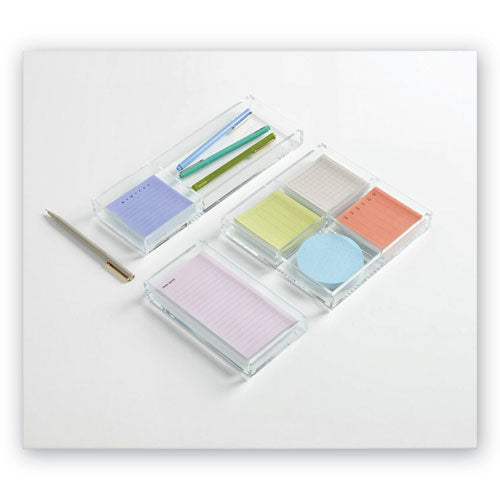 Acrylic Note And Pen Tray, For 3 X 3 Pads, Clear