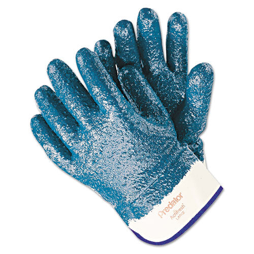 Predator Premium Nitrile-coated Gloves, Blue-white, Large, 12 Pairs