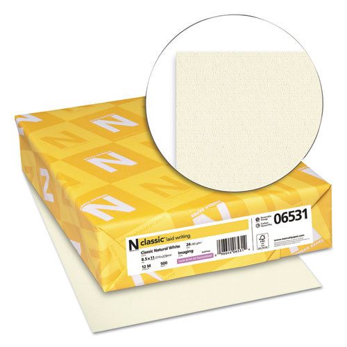 Classic Laid Stationery, 24 Lb, 8.5 X 11, Classic Natural White, 500-ream