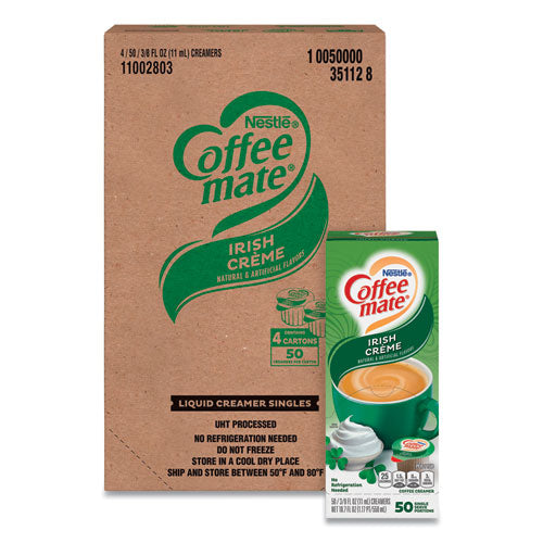 Liquid Coffee Creamer, Irish Creme, 0.38 Oz Mini Cups, 50-box, 4 Boxes-carton, 200 Total-carton