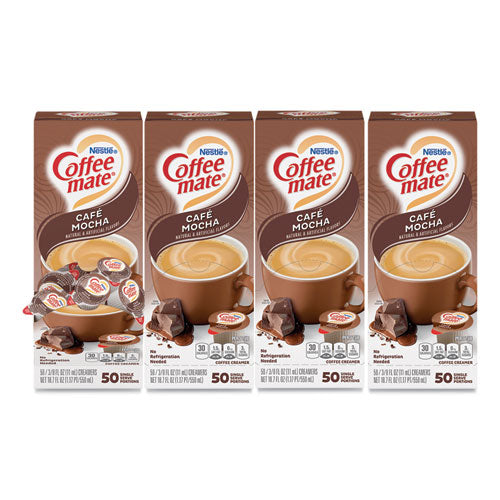 Liquid Coffee Creamer, Cafe Mocha, 0.38 Oz Mini Cups, 50-box, 4 Boxes-carton, 200 Total-carton