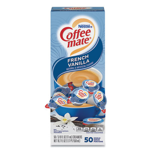 Liquid Coffee Creamer, French Vanilla, 0.38 Oz Mini Cups, 50-box