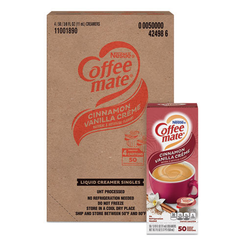 Liquid Coffee Creamer, Cinnamon Vanilla, 0.38 Oz Mini Cups, 50-box, 4 Boxes-carton, 200 Total-carton