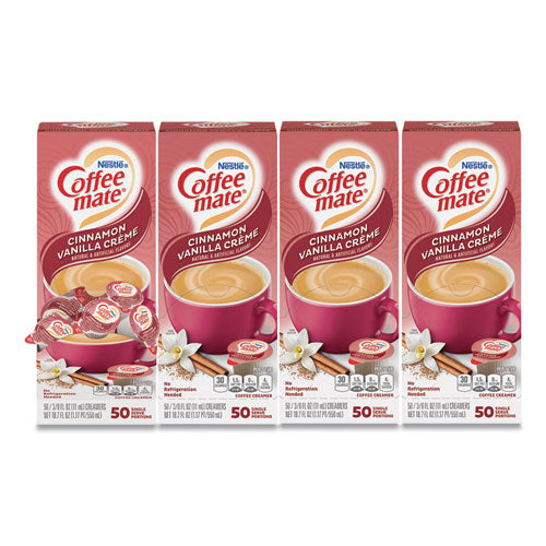 Liquid Coffee Creamer, Cinnamon Vanilla, 0.38 Oz Mini Cups, 50-box, 4 Boxes-carton, 200 Total-carton