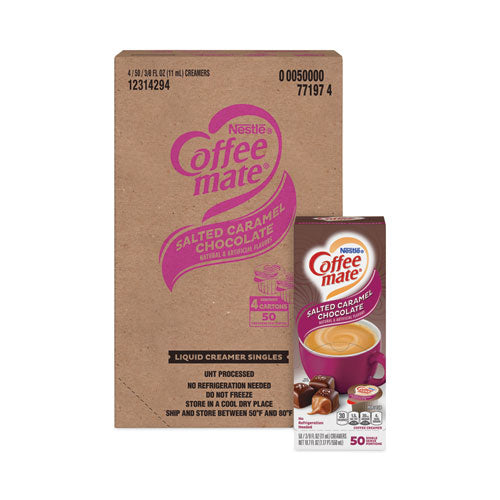 Liquid Coffee Creamer, Salted Caramel Chocolate, 0.38 Oz Mini Cups, 50-box, 4 Boxes-carton, 200 Total-carton