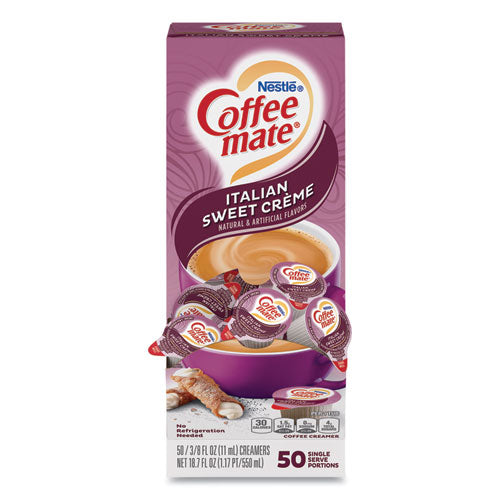 Liquid Coffee Creamer, Italian Sweet Creme, 0.38 Oz Mini Cups, 50-box, 4 Boxes-carton, 200 Total-carton
