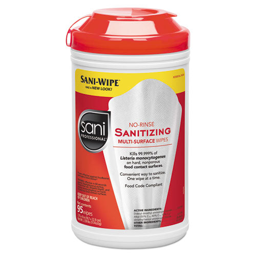 No-rinse Sanitizing Multi-surface Wipes, Unscented, White, 175-container, 6-carton