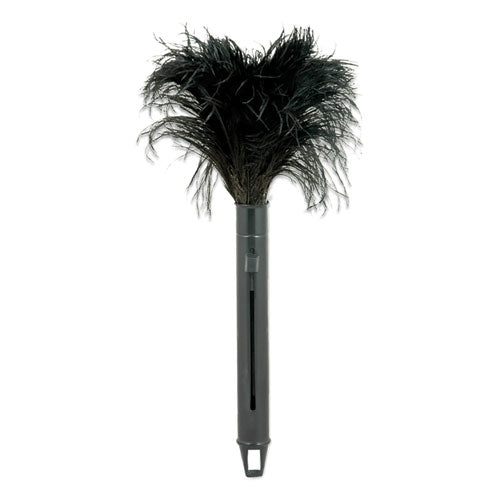 Pop Top Feather Duster, Ostrich, 9" To 14 Handle, Black