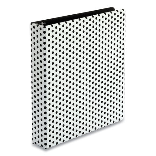 Punch Pop Fashion Binder, 3 Rings, 1.5" Capacity, 11 X 8.5, White-black Polka Dot Design