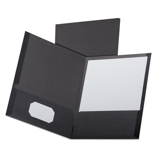 Linen Finish Twin Pocket Folders, Letter, Black,25-box