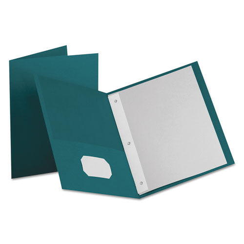 Twin-pocket Folders With 3 Fasteners, Letter, 1-2" Capacity, Teal, 25-box