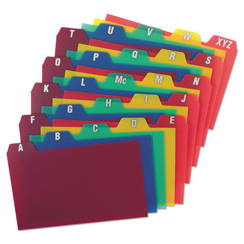 Durable Poly A-z Card Guides, 1-5-cut Top Tab, A To Z, 3 X 5, Assorted Colors, 25-set