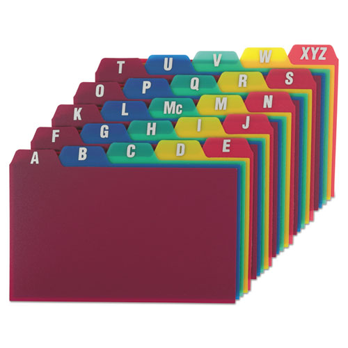 Durable Poly A-z Card Guides, 1-5-cut Top Tab, A To Z, 3 X 5, Assorted Colors, 25-set