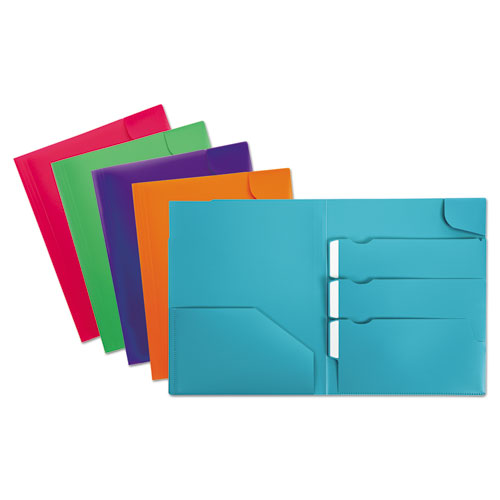 Divide It Up Four-pocket Poly Folder, 11 X 8-1-2, Assorted