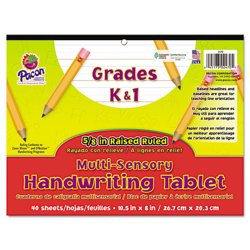 Multi-sensory Handwriting Tablet, 5-8" Long Rule, 8 X 10.5, 40-pad