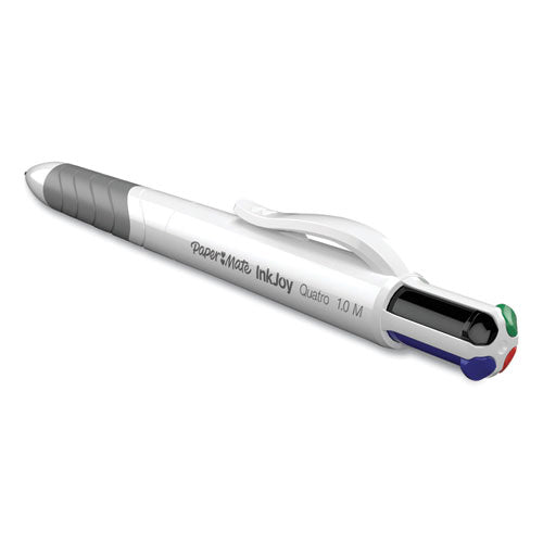 Inkjoy Quatro Multi-function Ballpoint Pen, Retractable, Medium 1mm, Assorted Business-fashion Ink Colors, White Barrel, 3-pk