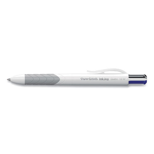 Inkjoy Quatro Multi-function Ballpoint Pen, Retractable, Medium 1mm, Assorted Business-fashion Ink Colors, White Barrel, 3-pk