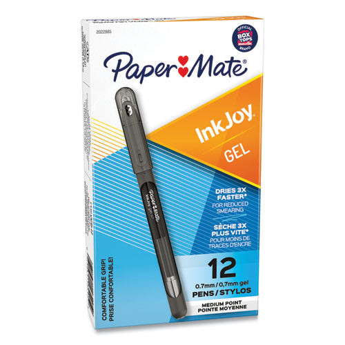 Inkjoy Gel Pen, Stick, Medium 0.7 Mm, Black Ink, Black Barrel, Dozen