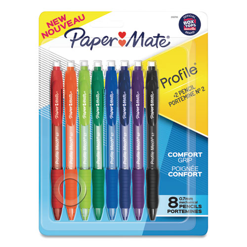 Profile Mechanical Pencils, 0.7 Mm, Hb (#2), Black Lead, Assorted Barrel Colors, 8-pack