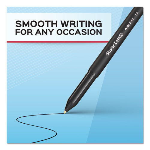 Write Bros. Ballpoint Pen, Stick, Medium 1 Mm, Black Ink, Black Barrel, Dozen
