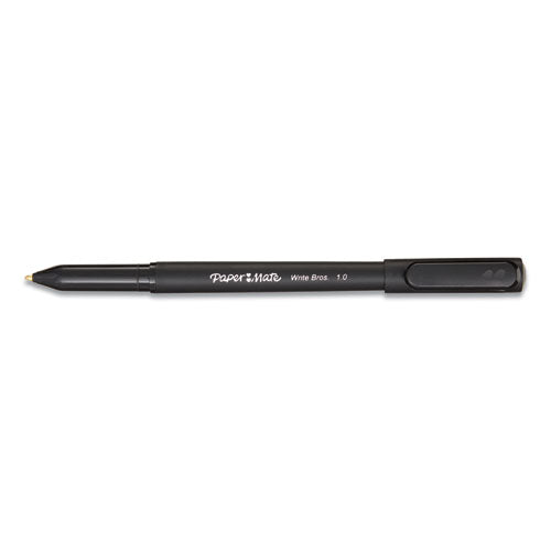 Write Bros. Ballpoint Pen, Stick, Medium 1 Mm, Black Ink, Black Barrel, Dozen