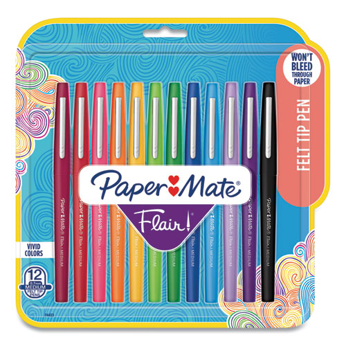 Point Guard Flair Felt Tip Porous Point Pen, Stick, Medium 0.7 Mm, Assorted Ink And Barrel Colors, 12-pack