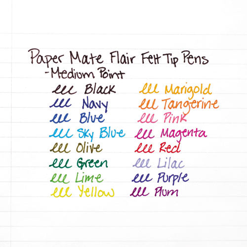 Point Guard Flair Felt Tip Porous Point Pen, Stick, Medium 0.7 Mm, Black Ink, Black Barrel, Dozen