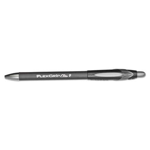 Flexgrip Elite Ballpoint Pen, Retractable, Fine 0.8 Mm, Black Ink, Black Barrel, Dozen