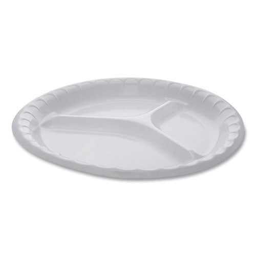 Laminated Foam Dinnerware, 3-compartment Plate, 10.25" Dia, White, 540-carton