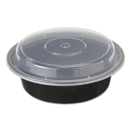 Newspring Versatainer Microwavable Containers, 12 Oz, 4.5 X 5.5 X 1.75, Black-clear, 150-carton