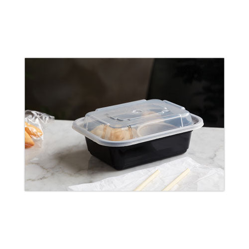 Newspring Versatainer Microwavable Containers, 12 Oz, 4.5 X 5.5 X 1.75, Black-clear, 150-carton