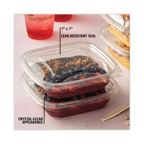 Earthchoice Square Recycled Bowl Flat Lid, 7.38 X 7.38 X 0.26, Clear, 300-carton