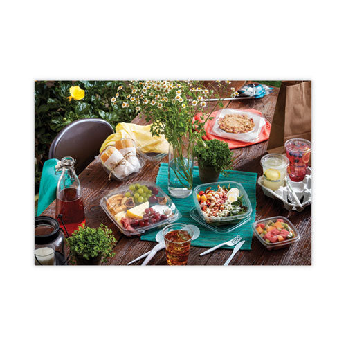 Earthchoice Square Recycled Bowl Flat Lid, 7.38 X 7.38 X 0.26, Clear, 300-carton