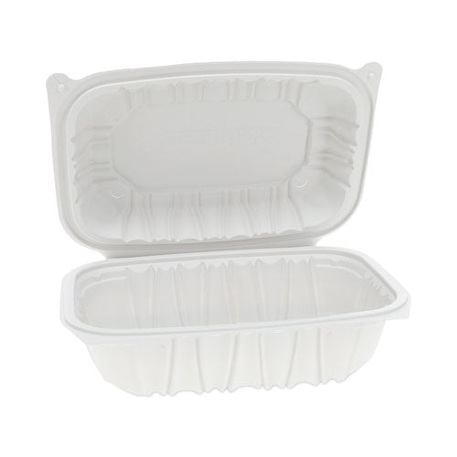 Earthchoice Vented Microwavable Mfpp Hinged Lid Container, 9 X 6 X 3.1, White, 170-carton